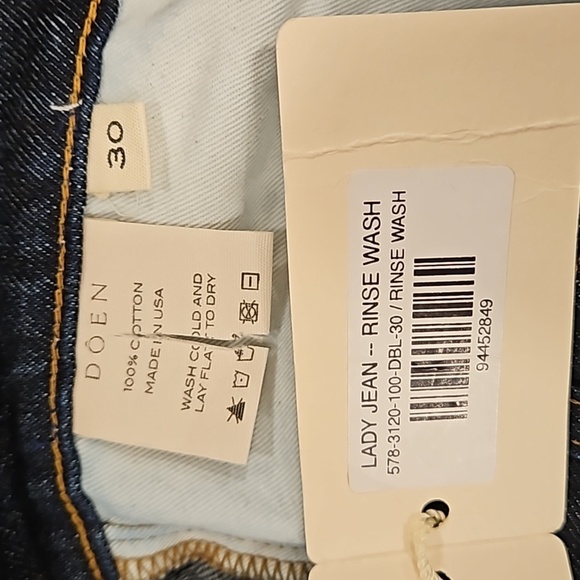 💕DOEN💕 Lady Jean ~ Ultra High Waisted Barrel Leg Rinse Wash Dark Blue 30 NWT - Picture 16 of 16